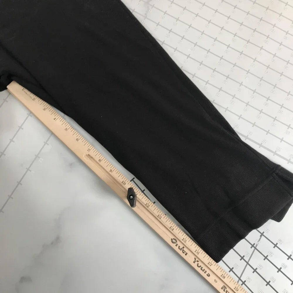 Vintage Champion Sweatpants Womens M Black Rib Knit Cropped Lounge Elastic Waist - Picture 10 of 12
